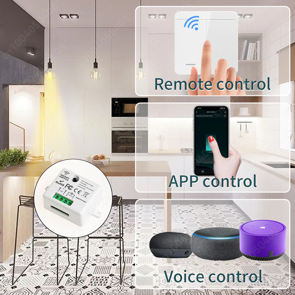 WIFI 미니 릴레이 모듈 스위치 라이트 Tuya 스마트 홈 APP RF433MHz 벽 패널 무선 음성 제어 타이머 Alexa Google 110V 220V