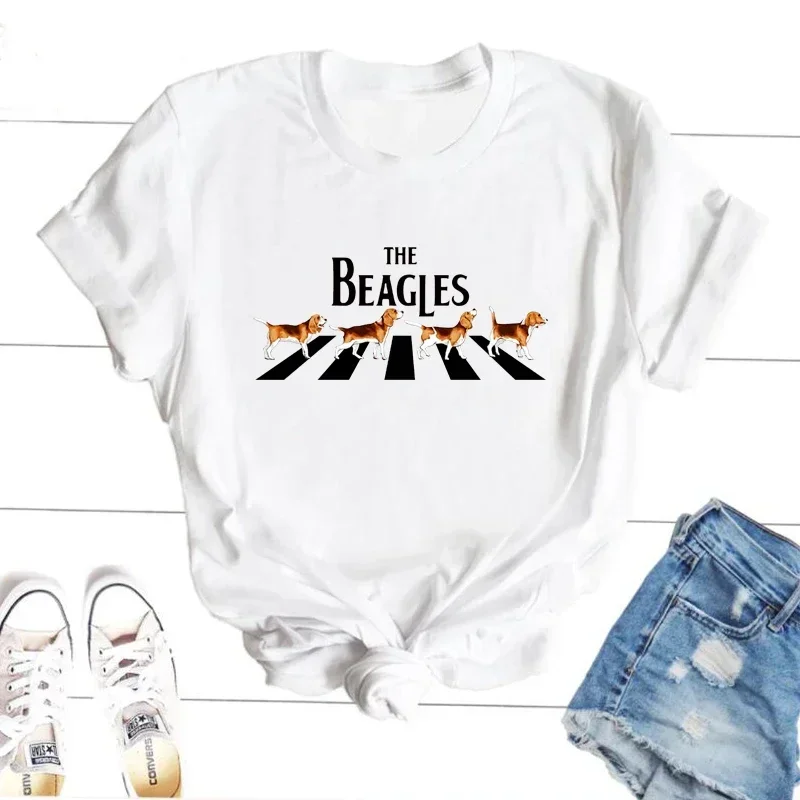 الحيوان الجرافيك تي شيرت الفتيات المرأة تي شيرت البيغلز تي شيرت امرأة مضحك تي شيرت عادية قصيرة الأكمام الملابس الجمالية #1