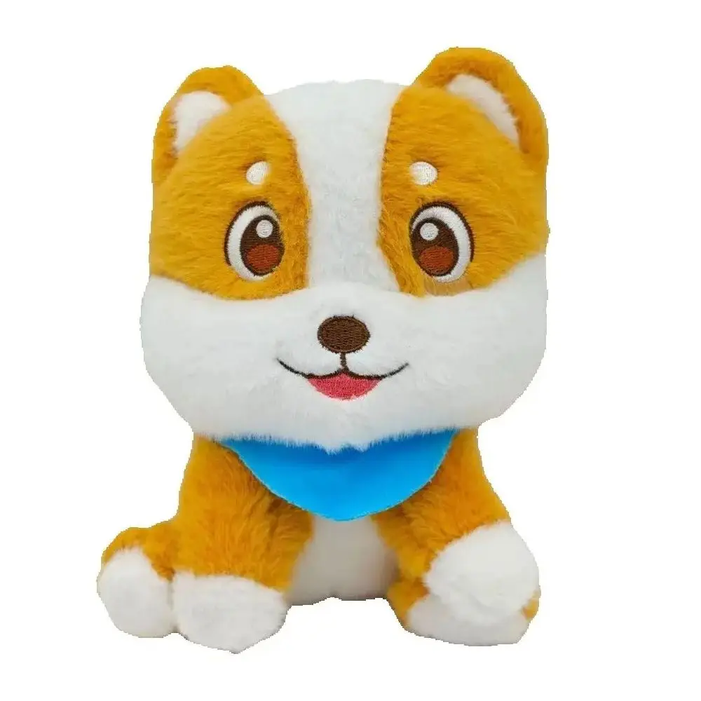 

Cute Shiba Inu Corgi Bibby Plush Toy with Blue Bib Cute Big Eyes Dog Doll Gift for Children's Festivals Birthdays Christmas