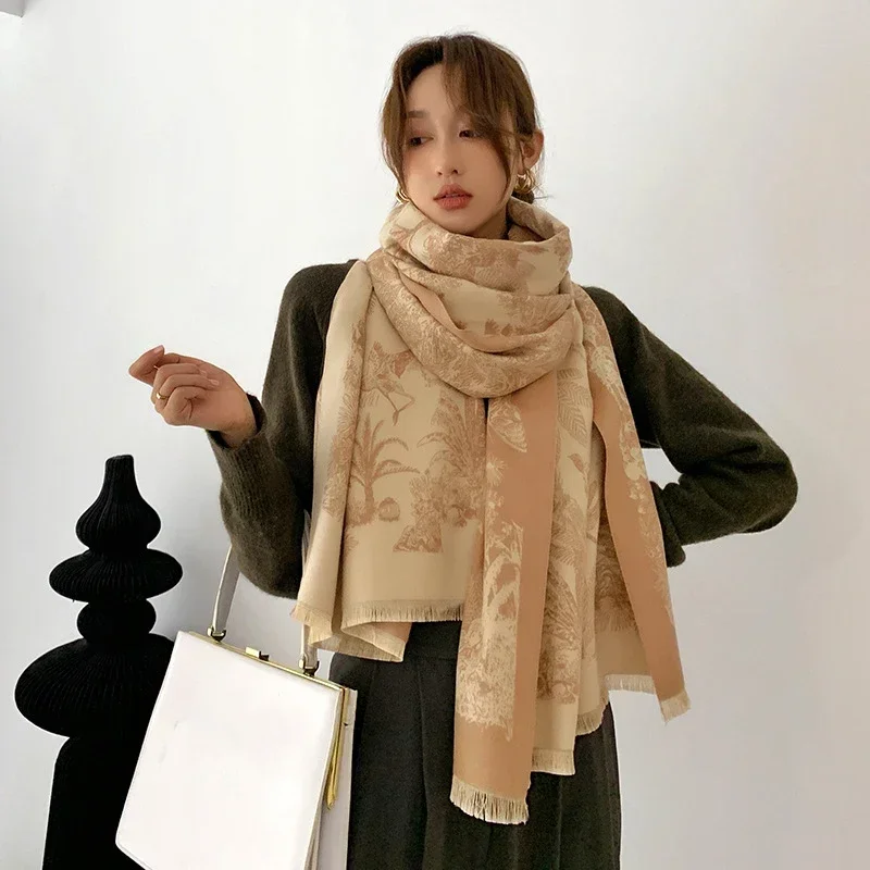 Harmony Jungle Animal Acrylic Cashmere Scarf Shawl Long Women Autumn Winter Warm Neckerchief Casual Travel Cape Wraps