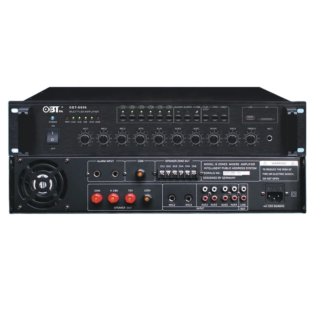 

PA system public address 650W 6 zones voltage power amplifier