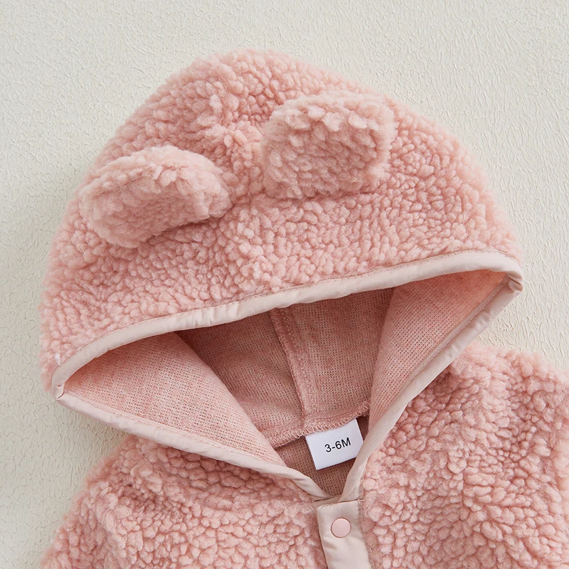 Флисовый комбинезон с длинным рукавом, на пуговицах, с капюшоном