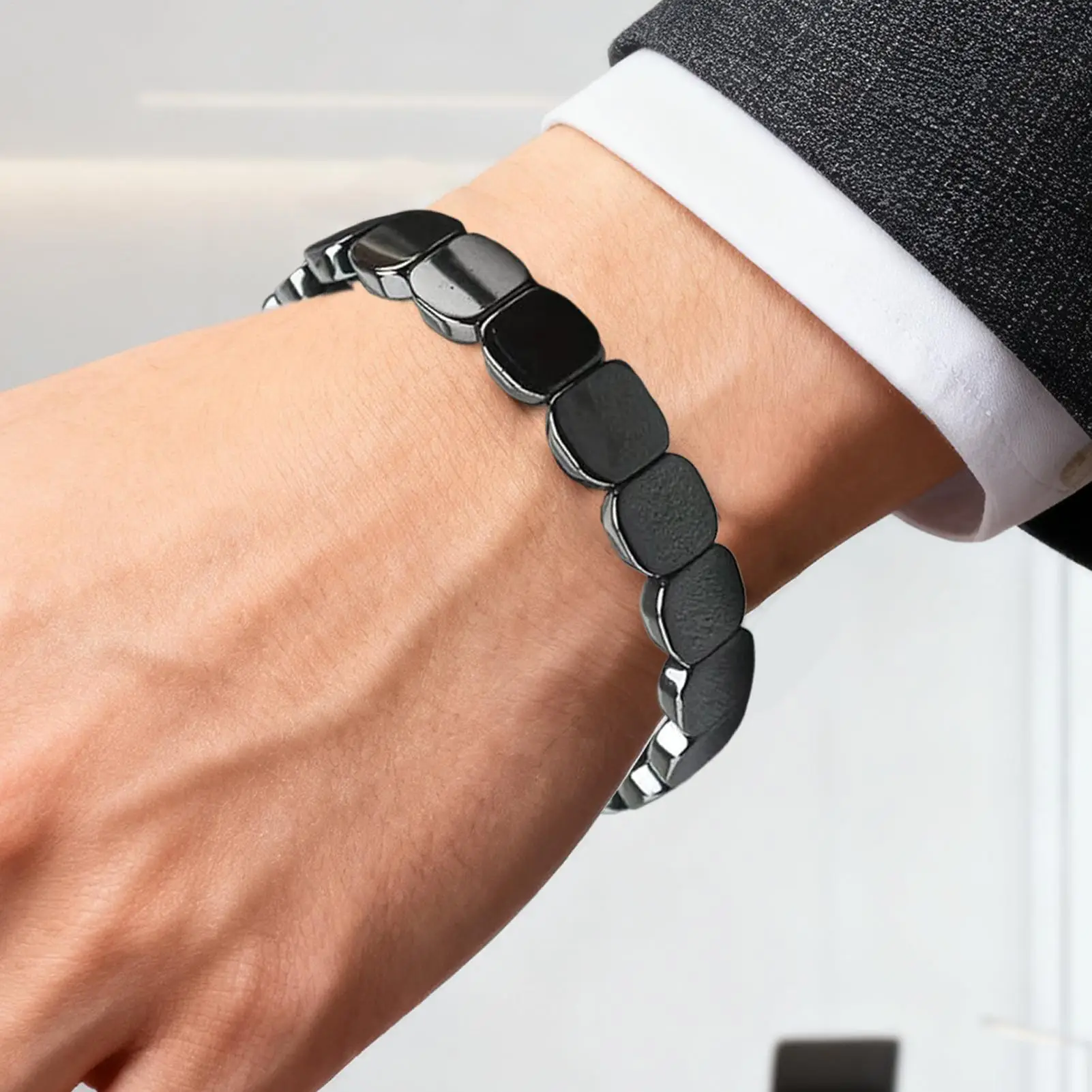 Handarmband für den Alltag, modisches Armband aus natürlichem Hämatonstein für Männer für Vater, Ehemann, Freund, Klassenkameraden