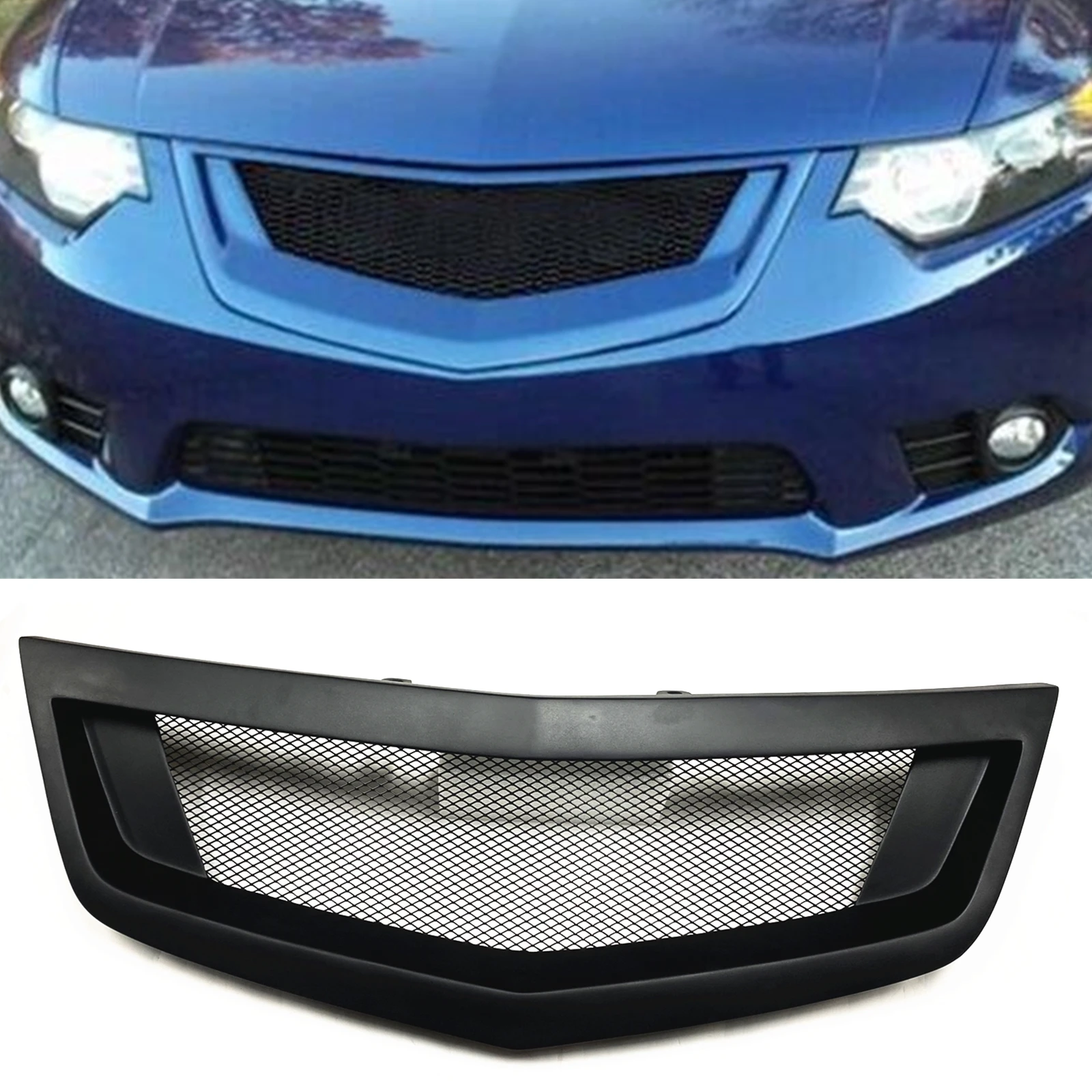 

Racing Grills Front Grille For Acura TSX Honda Accord Euro R 2011-2014 Fiberglass/Carbon Fiber Car Upper Bumper Hood Mesh Grid