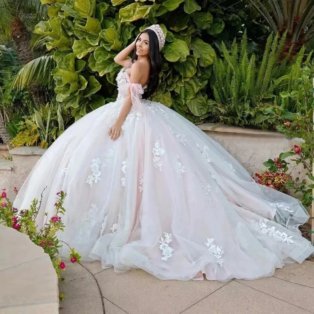 Angelsbridep ชุดชุดไปงานเต้นรำโรแมนติก quinceanera appliques ลูกปัด vestidos de 15 anos หวาน16สาวชุดเดรสปาร์ตี้วันเกิด