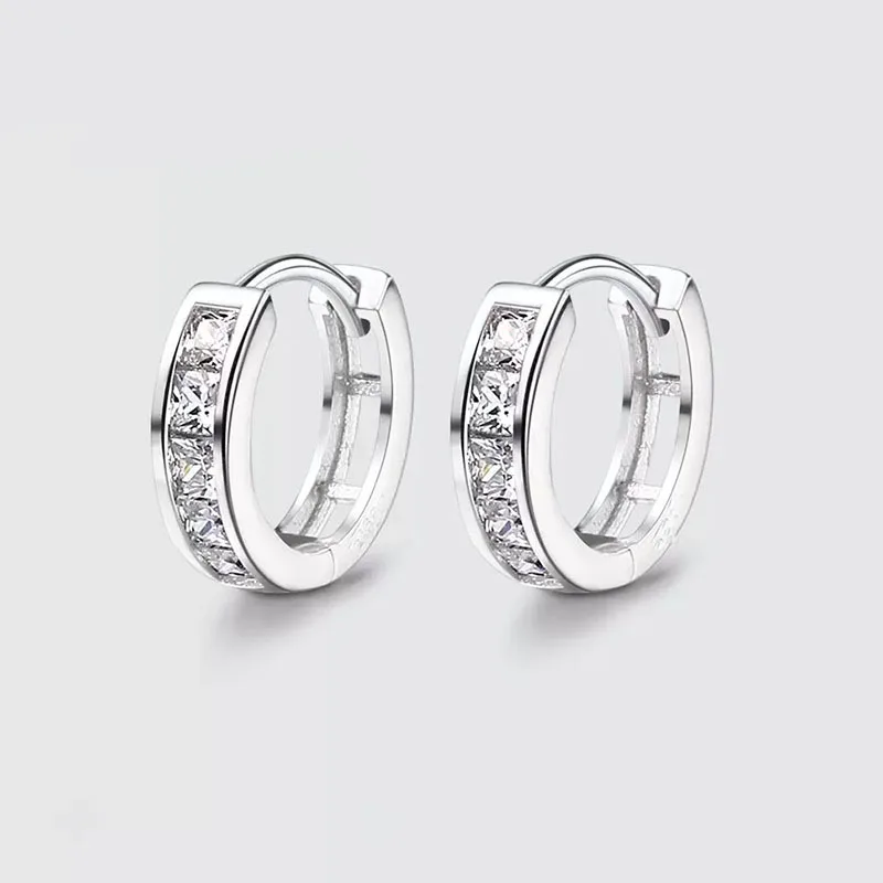 925 Sterling Silver Hot Sale Shiny Zircon hoop Earrings Simple Temperament Exquisite Hot Semale Sexy Jewelry Gift