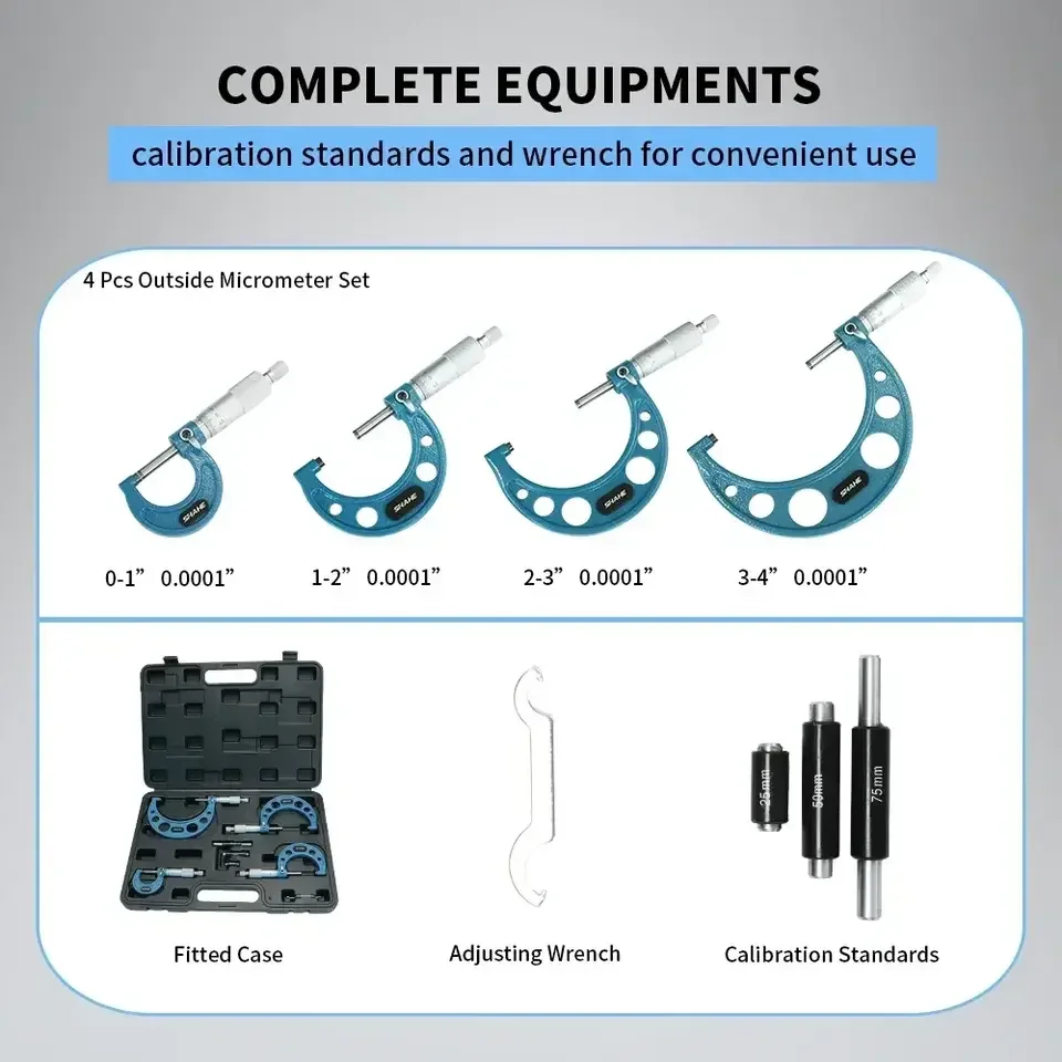 Outside Micrometer Set 0-25mm 25-50mm 50-75mm 75-100mm 0.01mm Micrometer Gauge Meter Micrometer Measuring Tools