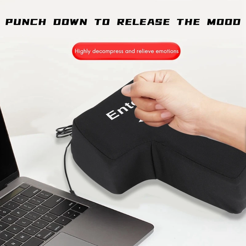 Enter Key Pillow, Big USB Enter Button Stress Relief Vent Tools, Unbreakable Relax Enter Key Office Desktop Nap Pillow