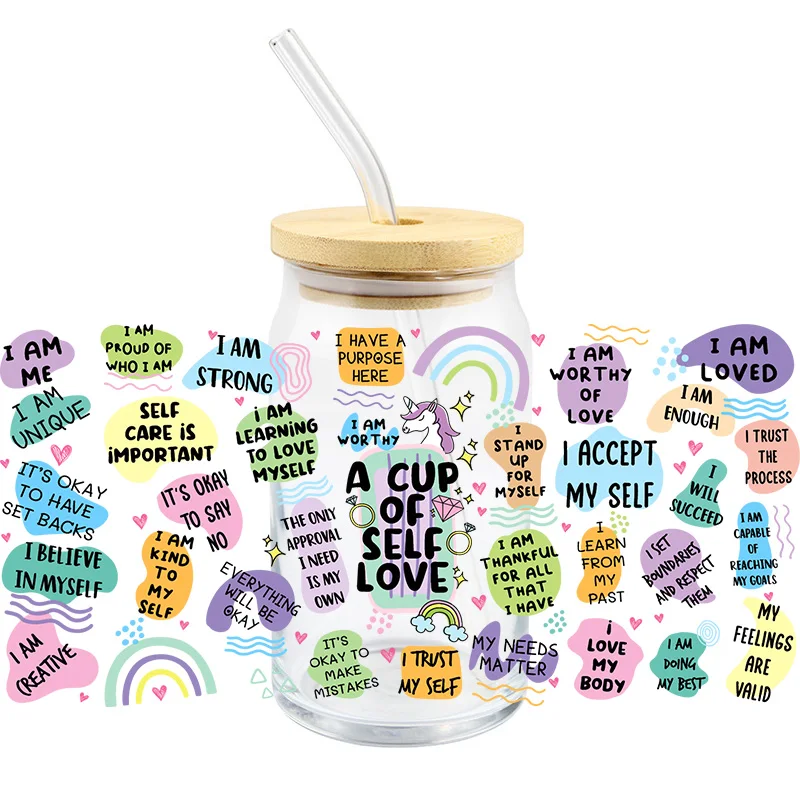 Transfer Sticker Self Love Uv Dtf Wraps For The Libby Glasses I Trust My Intuition Proud Of Myself Custom Decals Easy To Use
