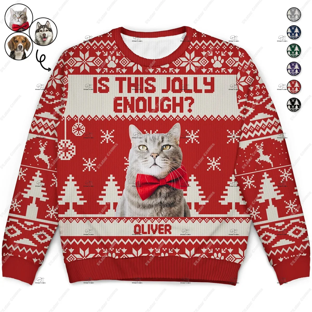 Custom Name Family Outfit Christmas Cosplay Cat Dog Pet knitted Sweater Retro Vintage 3DPrint Casual Funny Winter Sweatshirts V0