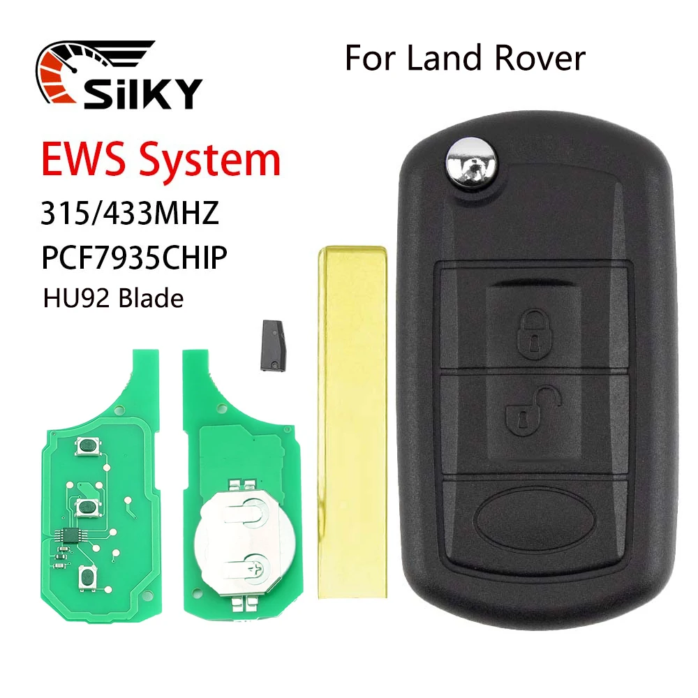 SilKY EWS System Flip Remote Smart Car Key For Land Rover LR3 Discovery Sport Vogue 315/433MHz PCF7935 Chip HU92 Blade