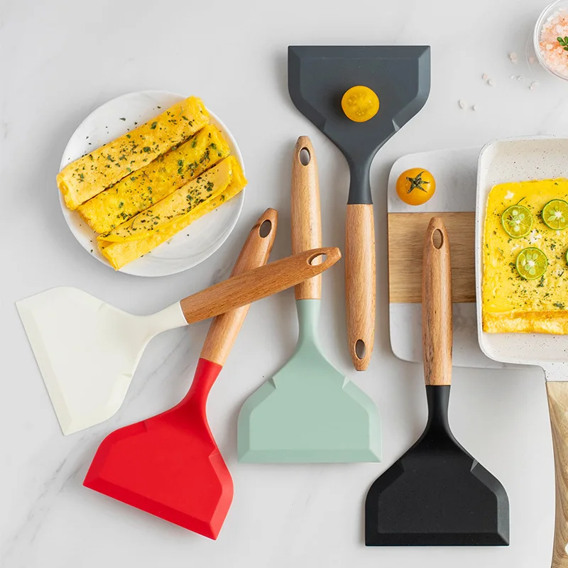 1Pc Non-stick Silicone Spatula Wide Mouth Yuzi Burning Omelette Pancakes Fried Eggs Shovel Kitchen Accessories Cooking Gadgets