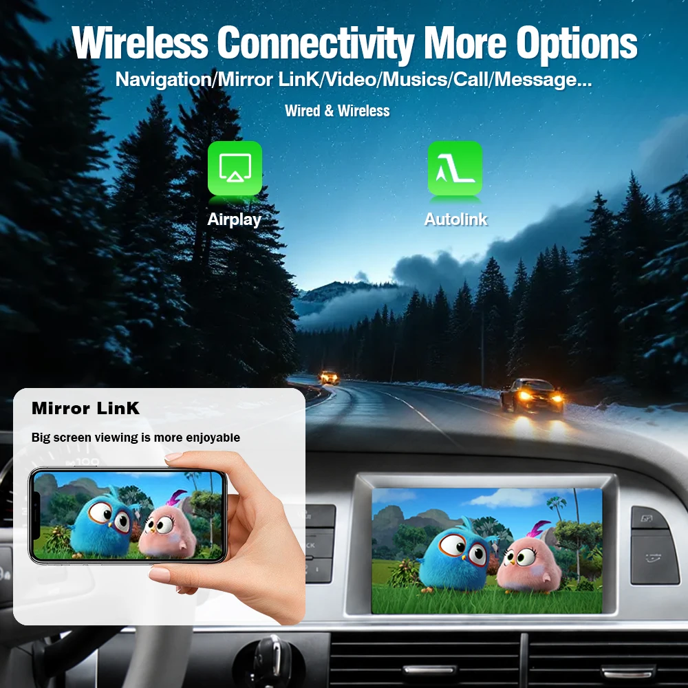 AUTOTOP Radio Multimedia para Auto Audi A6 C6 4F Q7 4L 2005-2015, Pantalla Táctil Suave de 7 Pulgadas con Linux, CarPlay Inalámbrico, Android Auto, Reproductor de Video Estéreo, Aplicación YouTube Integrada, DSP, Siri, Control del Volante, Navegación con AMI, AUX, Micrófono, Cable, Plug and Play 3