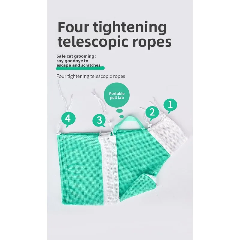 حقيبة العناية بالقطط، متعددة الاستخدامات، قابلة للغسل، ضبط الحيوانات الأليفة، الاستحمام، تشذيب الأظافر، حماية المقاومة للخدش، عقد آمن