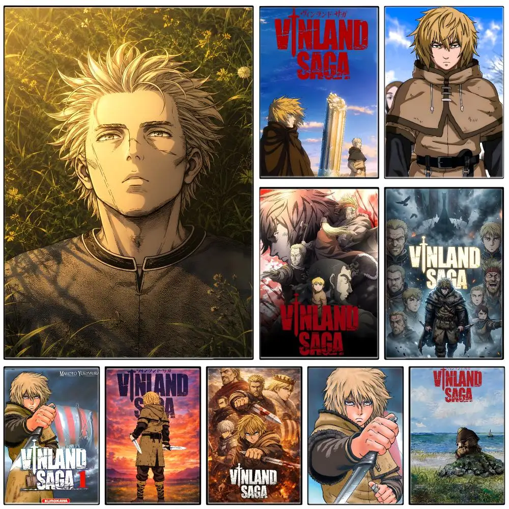 Viking Anime V-Vinland Saga Poster  Self-adhesive Art Waterproof Paper Sticker Coffee House Bar Room Wall Decor