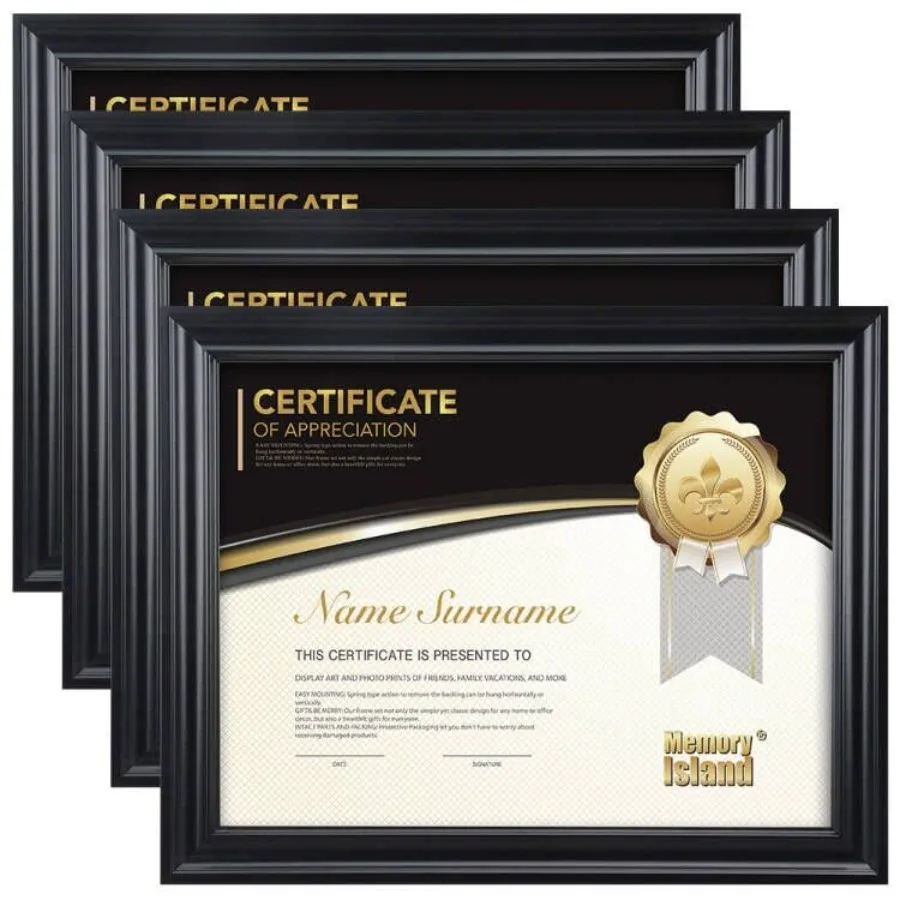

Document frames 8.5x11Set of 4 Pack Certificate Frames for Wall Or Tabletop Display Diploma Frames For Degree Award with Real G