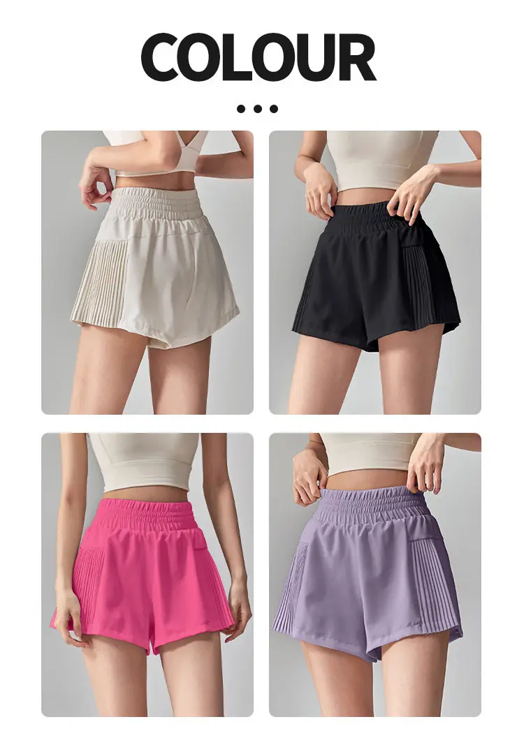 Sportshorts für Damen, Sommer-Zweiteiler, Fitness-Laufhose, Anti-Exposure, atmungsaktive Yoga-Hose, Trainings-Marathon-Dreiviertelhose – Detail 4