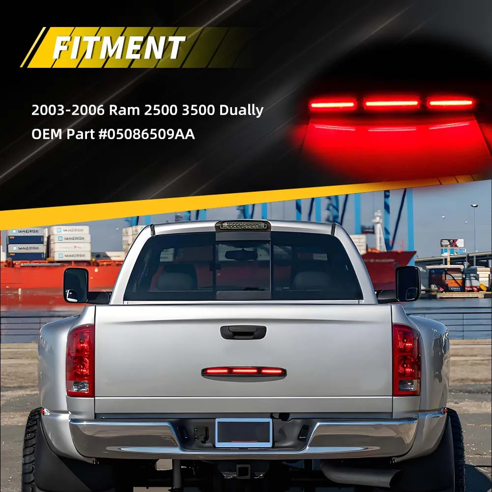 1Pcs Rear Tailgate Tail Light 3rd Third Brake Light LED For 2003 2004 2005 2006 Dodge RAM 2500 3500 Dually DRW(Dual Rear Wheel)