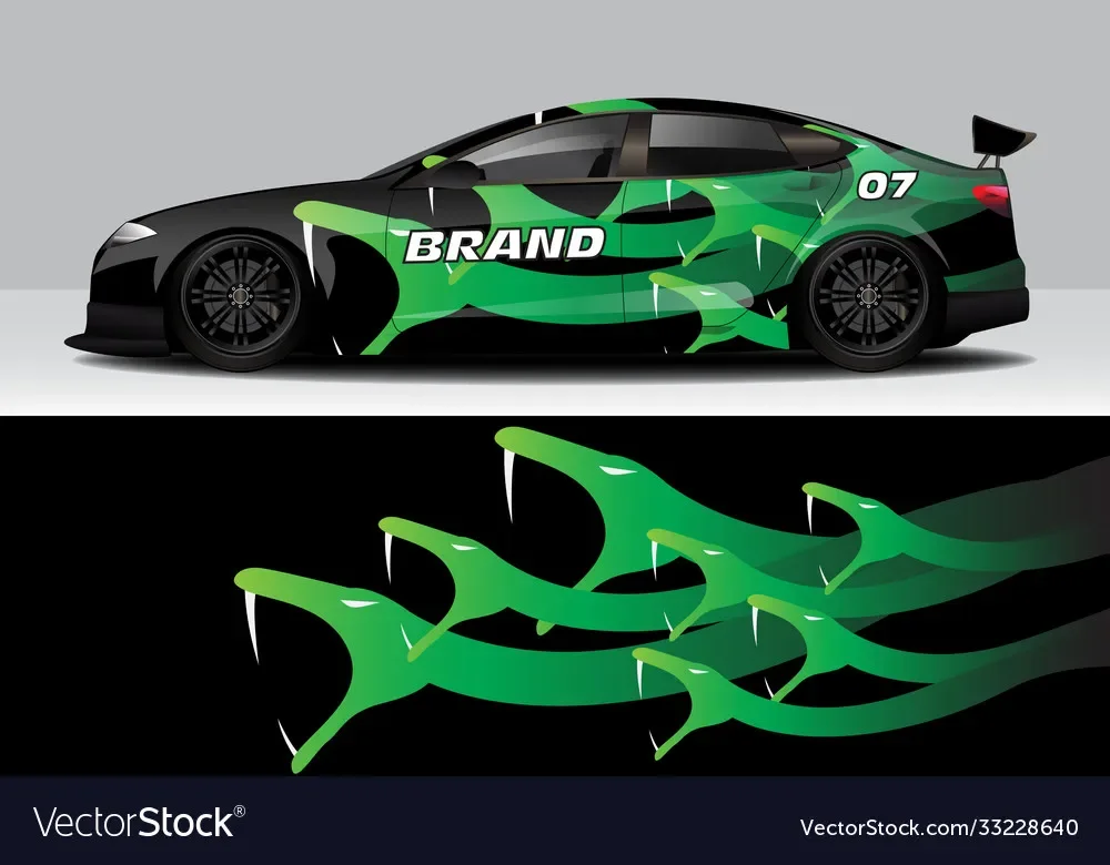 

Зеленая наклейка для автомобиля, полная упаковка, наклейка для автомобиля, декоративная наклейка для кузова, гоночная графическая наклейка, виниловая пленка, современный дизайн, красный ретро