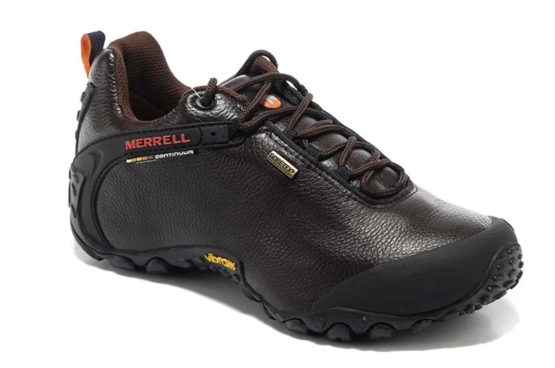 Original Merrell M Outdoor Men\'s Camping Genuine Leather Sports Shoes Male Coffee Mountaineer Climbing Sneakers Size39-46