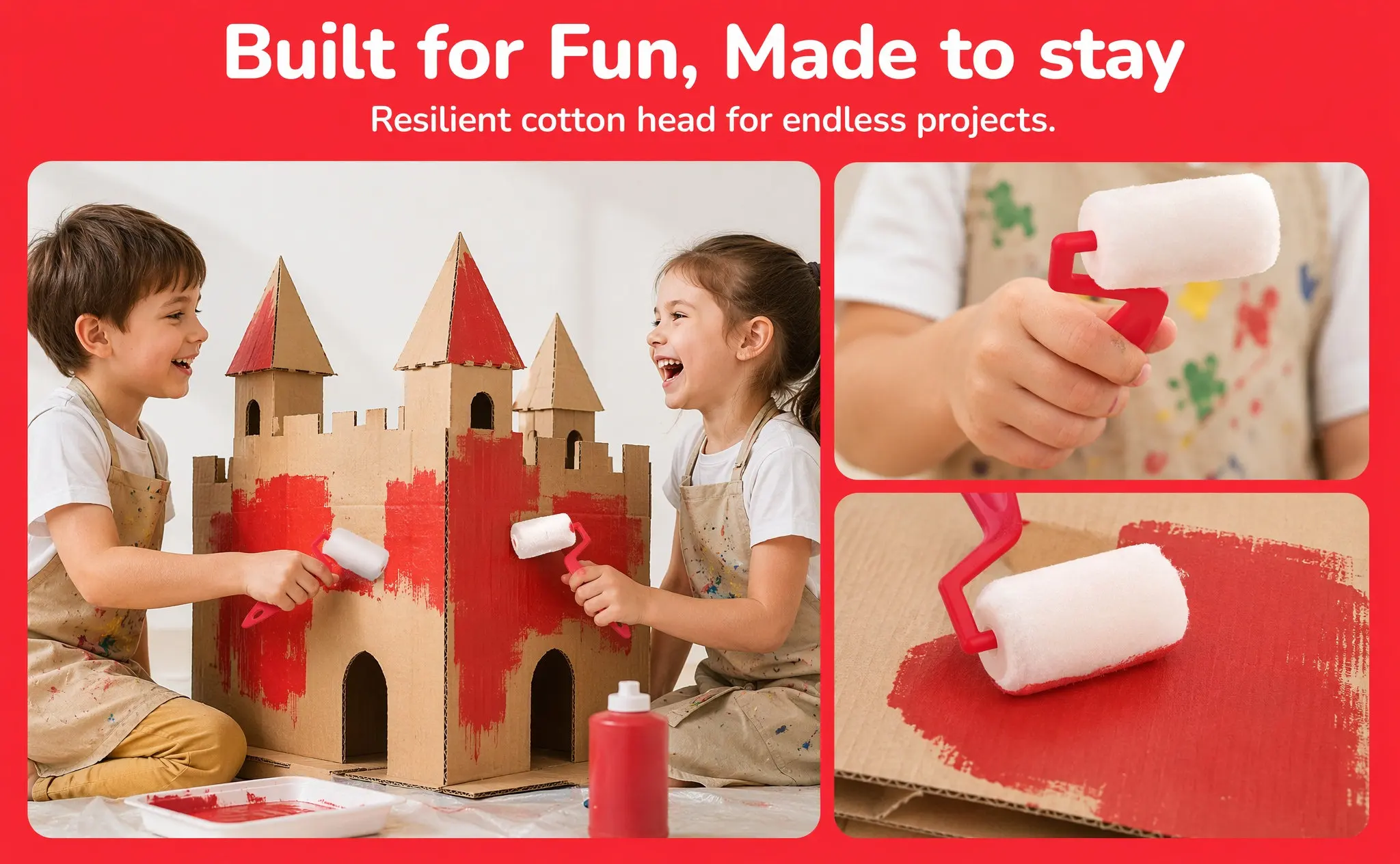 Small Paint Roller Brush Set Mini 6 Inch Wall Painting Tools Cotton Head Comfort Grip for Kids Home Wall Repair Painting Tool