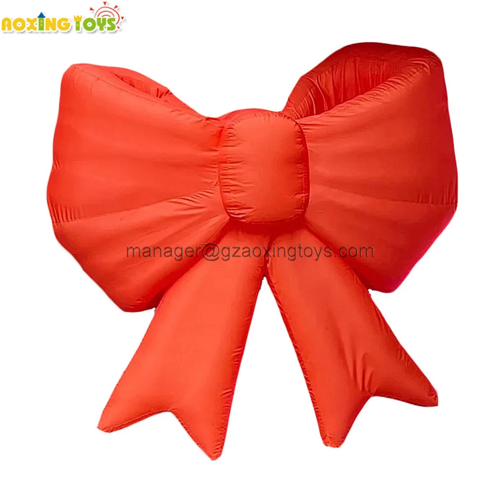 Outdoor Giant Inflatable Red Bow With LED Light For Balcony Advertising Decoration Stage Party Events