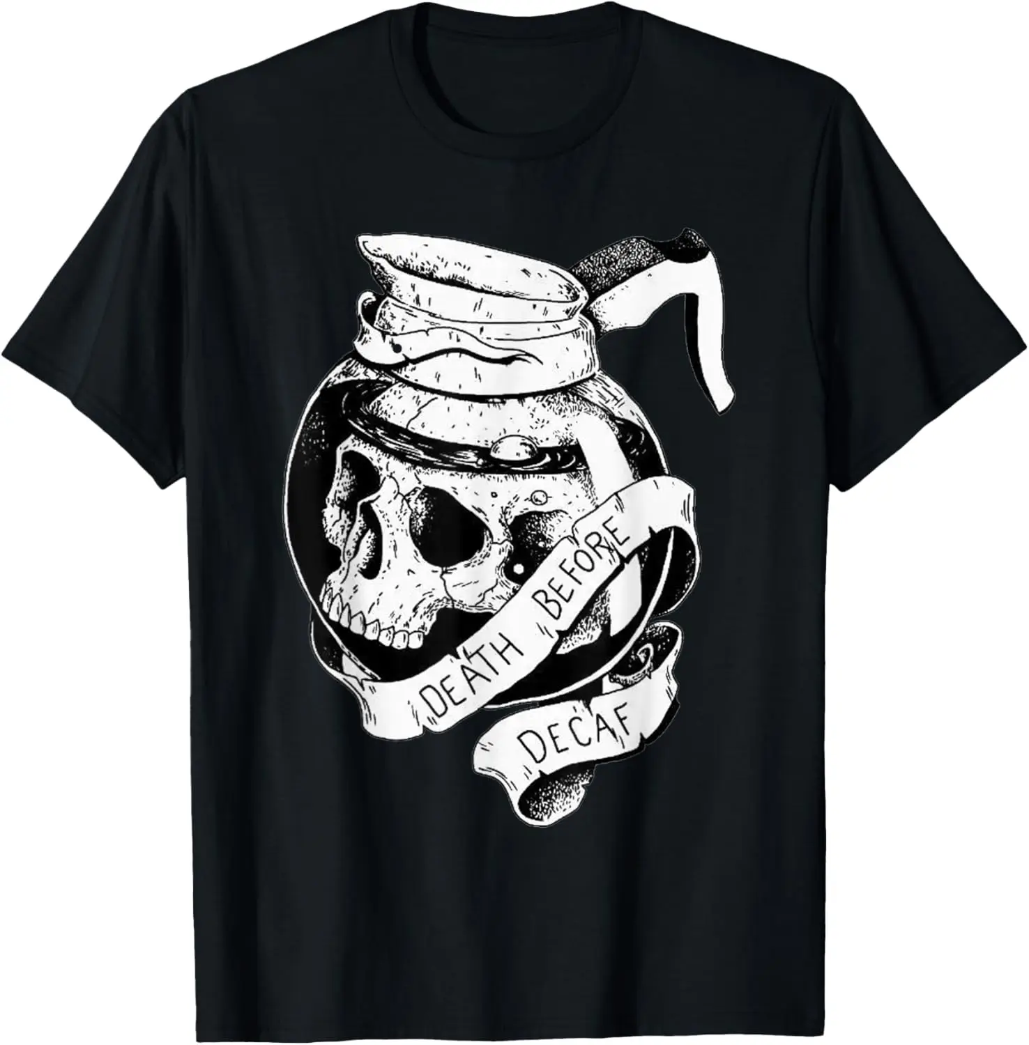 Death before Decaf Coffee Lover Blackwork T-Shirt