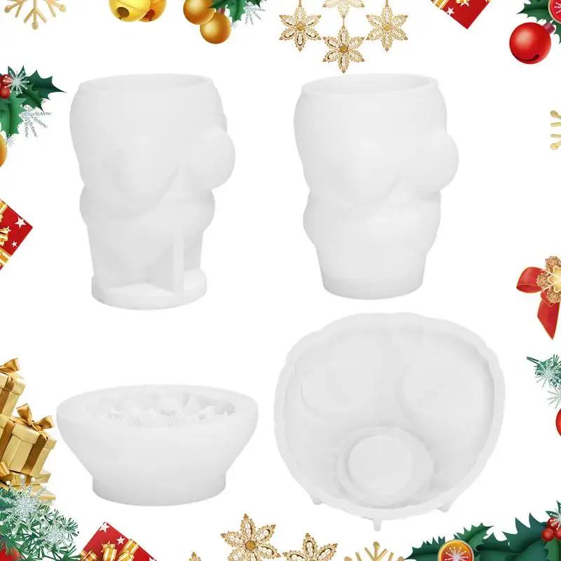 

Christmas Molds Silicone 4X Snowman Family Bonfire Christmas Molds Set 3D Christmas Baking Molds Resin Crafting Mold Christmas