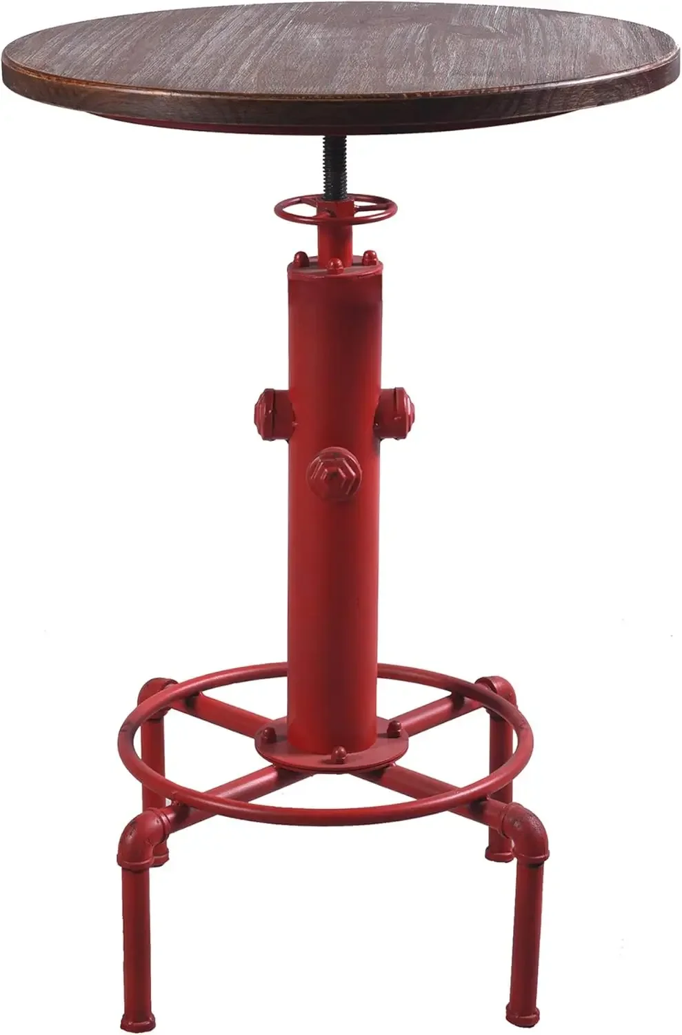 Industrial Bar Table 31.5-41.3" Adjustable Pub Table Kitchen Dining Coffee Bistro Table (Red)