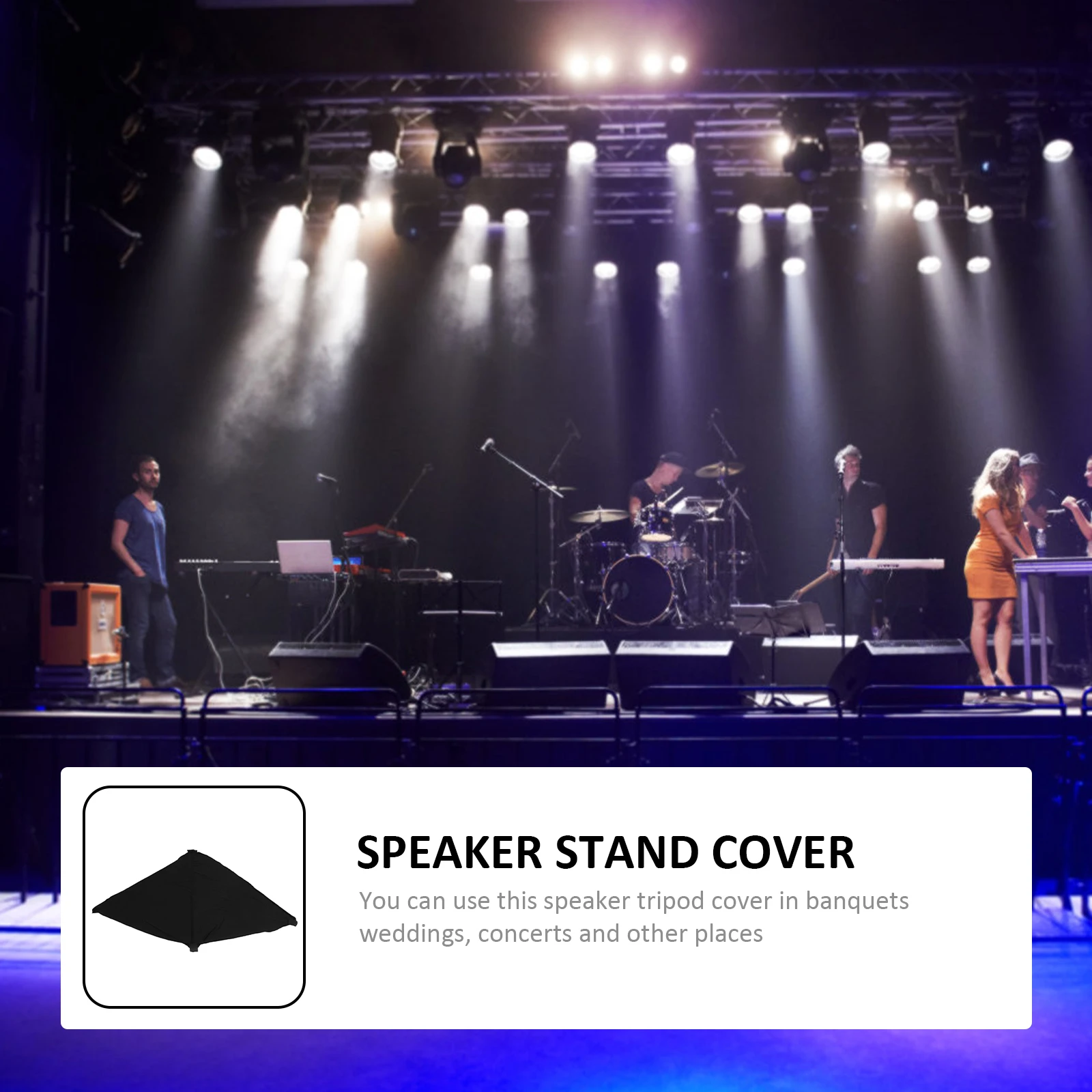 

1pc Speaker Stand Cover Black Polyester Stretchable For Most Tripods Durable Stain Resistant Stage Accessory Live Show Tool