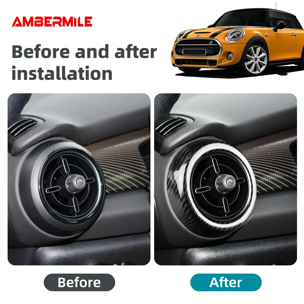 For Mini Cooper F55 F56 F57 2017-2021 Carbon Fiber Dashboard Side Vent Ring Air Outlet Cover Trim Sticker Decal Accessories