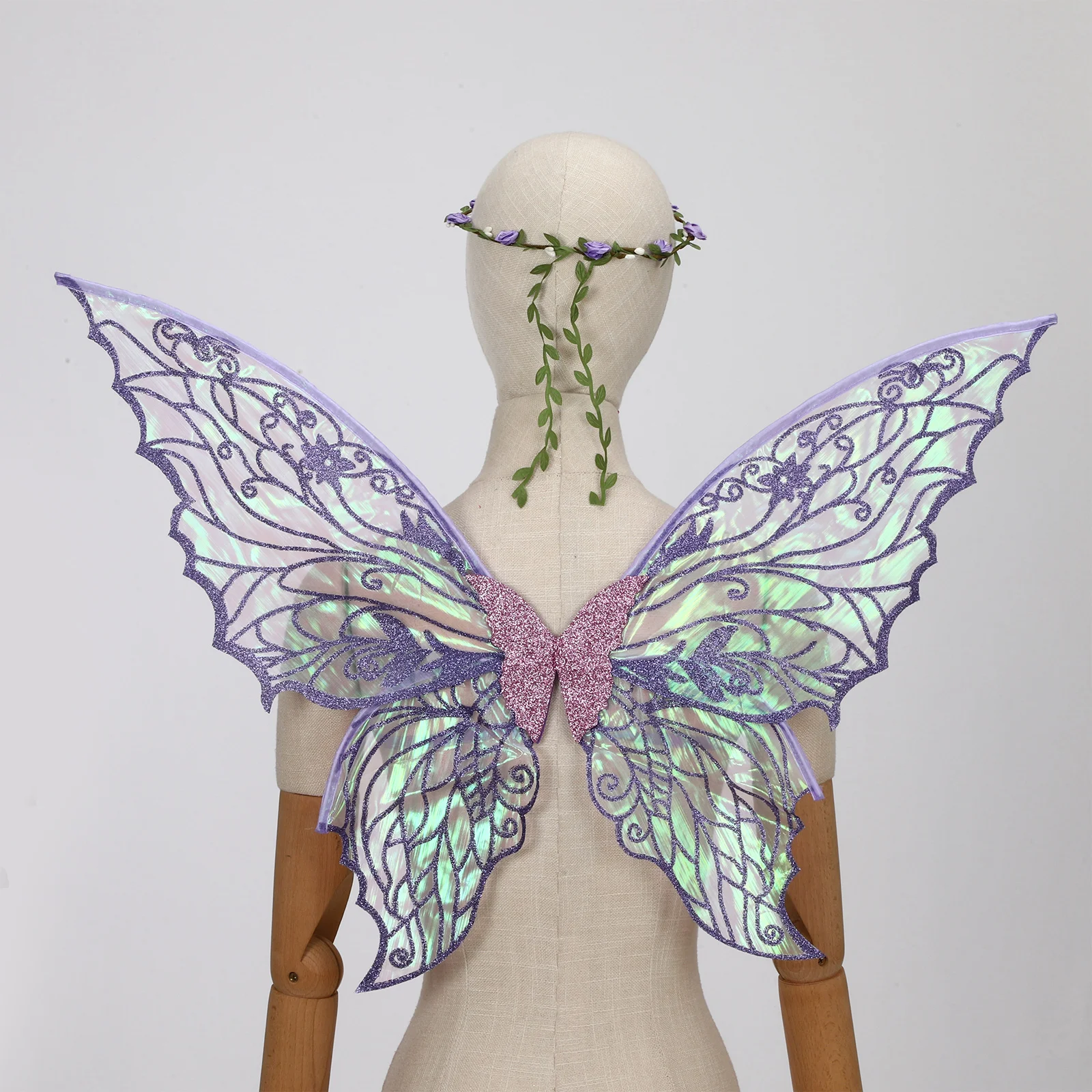 Cadeau Volwassenen Meisjes Fee Vleugels Sprankelende Organza Engelenvleugels Vlindervleugels Elf Oren Fee Stok Garland Set voor Halloween