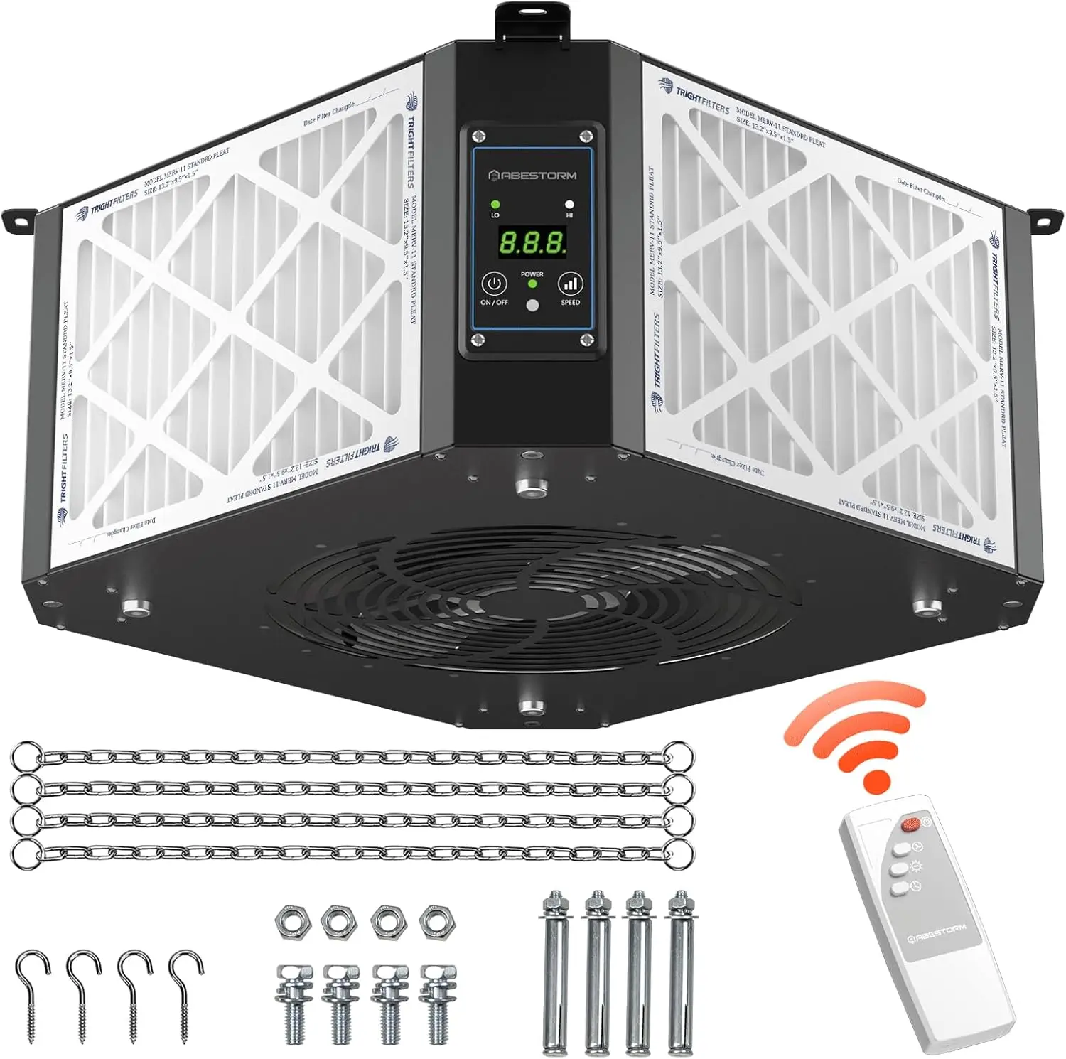 

ABESTORM 360 Degree Intake Air Filtration System Woodworking 1350 CFM Hanging Air Filter with Strong Vortex Fan for Wood Worksho