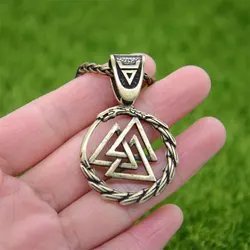 Norse Runic Viking Jewelry Odin Triangles Valknut Rune Pendant Necklace Women Men Amulet