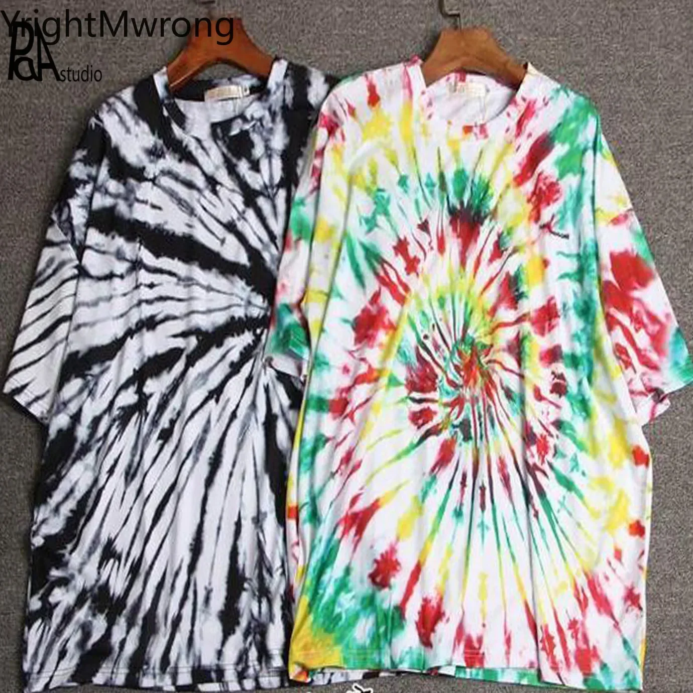 Tie Dye Gradient T-shirt Hippie Skateboard Harajuku Graphic T Shirt Streetwear Tee Hip Hop Fashion Oversized Punk Top Casual