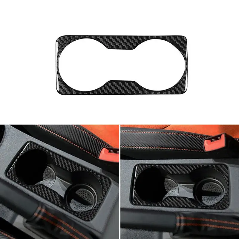 

For Seat Leon 2013 2014 2015 2016 2017 2018 2019 2020 Car Inner Accessories Soft Carbon Fiber Drinks Cup Holder Frame Cover Trim