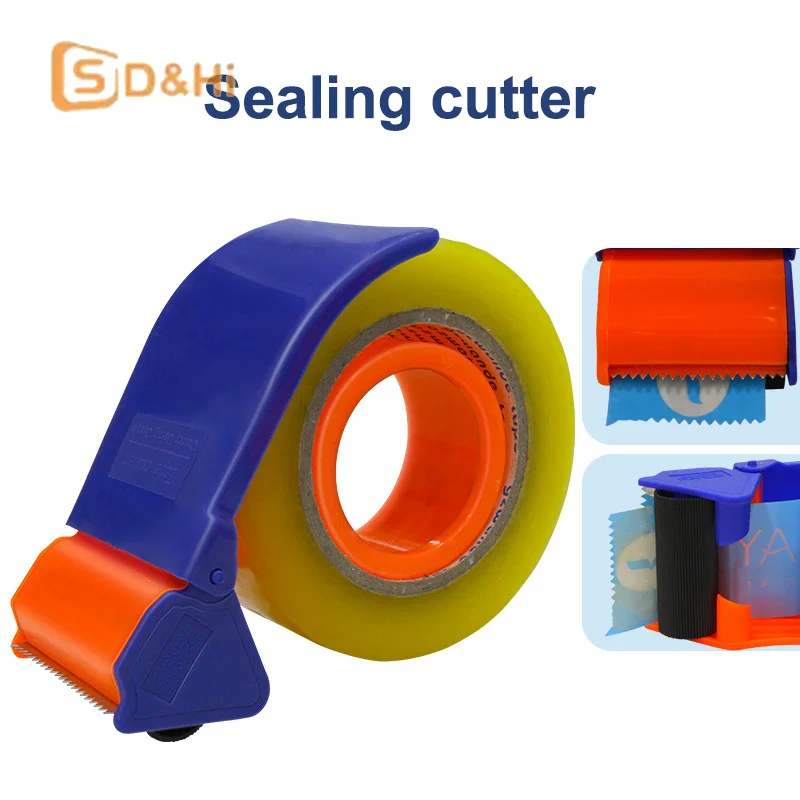 موزع أشرطة لاصقة لسطح المكتب - قاطعة أشرطة شديدة التحمل باللون الأرجواني/الأصفر للمكتب والمنزل والتغليف #2