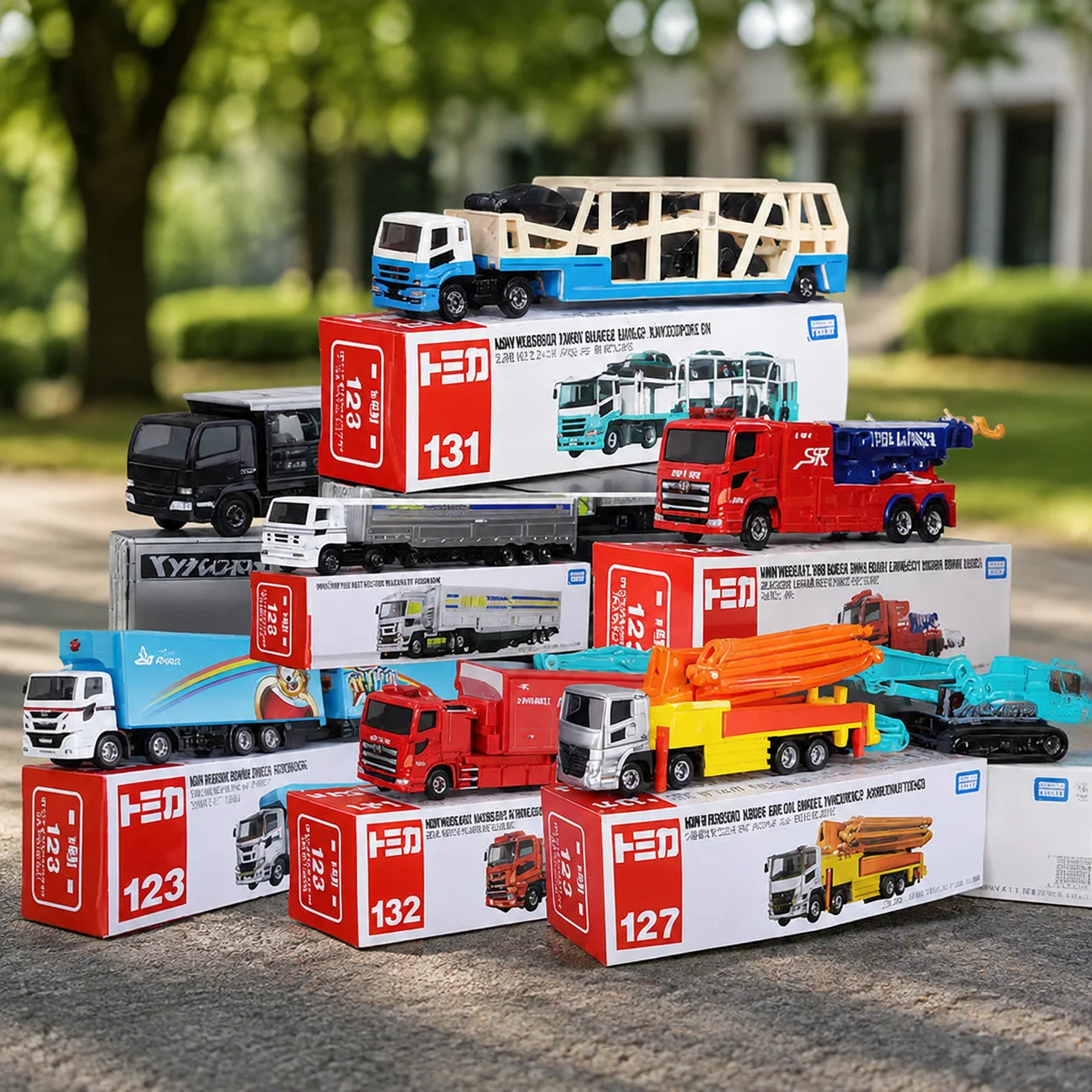 Takara Tomy Alloy Diecast Fire Engine Truck Model with Transporter Trailer Collectible Display Engineering Vehicle Toy