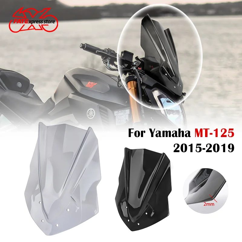 

For Yamaha MT125 MT-125 MT 125 Motorcycle Windshield Windscreen Wind Shield Screen Accessories 2015 2016 2017 2018 2019