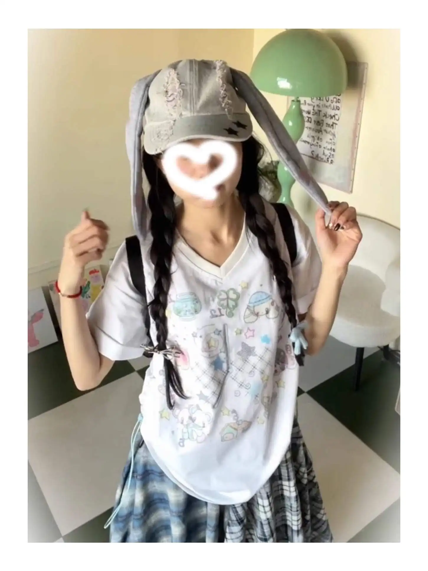 

Футболка унисекс из чистого хлопка с V-образным вырезом и коротким рукавом, свободного кроя, повседневная, высокого качества, в корейском стиле, летняя, для всех типов фигуры