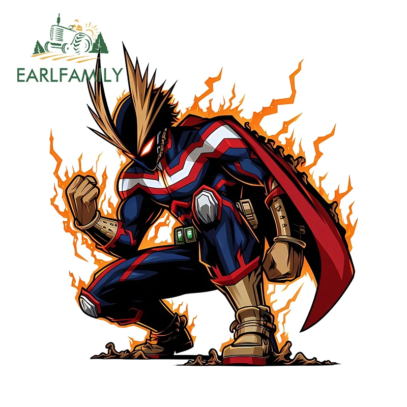 EARLFAMILY All Might Cool Personality Car Stickers Handsome Hero Anime Graffiti Decals Eye-catching Anime Computer Case Decor