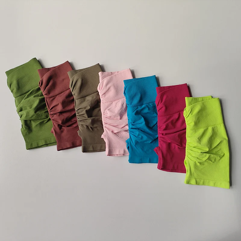 Pfirsichfarbene Fitness-Shorts für Damen, Sport-Shorts zur Po- und Hüftstraffung, Yoga-Shorts mit hoher Taille und hohem Bauchkomfort, hochelastische Leggings – Detail 21
