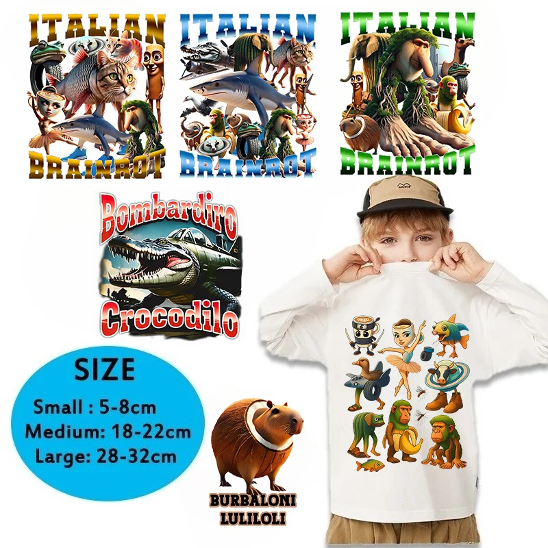 

Italian Brainrot Hot Stamping Stickers Personalized DIY Clothing Stickers Washable Waterproof Stickers Children's Birthday Gifts