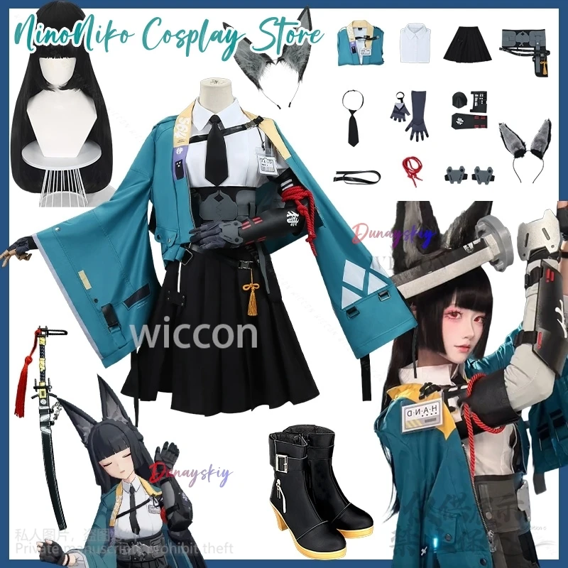 

Hoshimi Miyabi Cosplay Game Zenless Zone Zero Anime Jirai Kei Girls Uniform Blue Coat Punk Y2K Dress Furry Ear Props Halloween