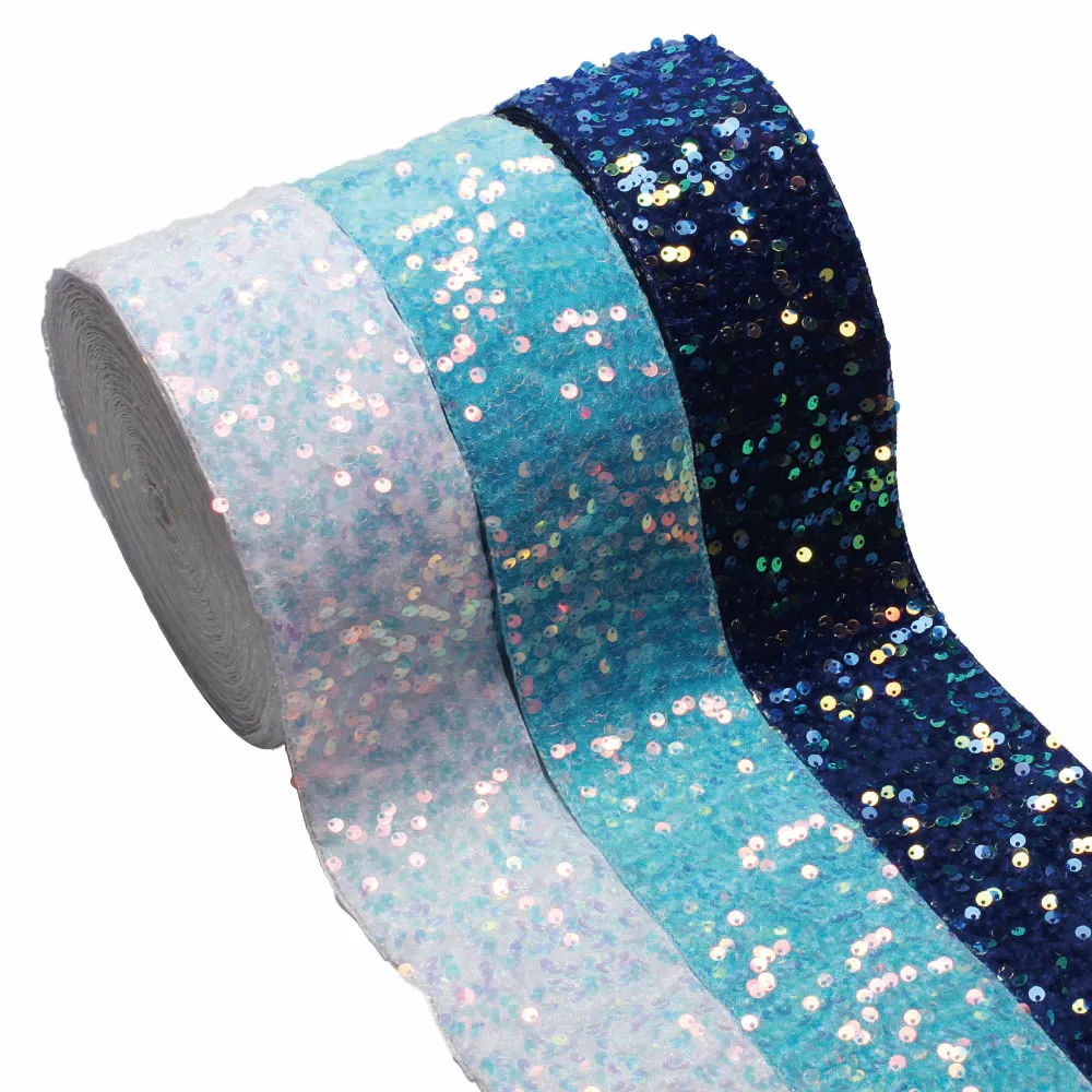 3'' 75mm Velvet Sequin Ribbon Packing for Hairbows DIY Craft materials 20yards