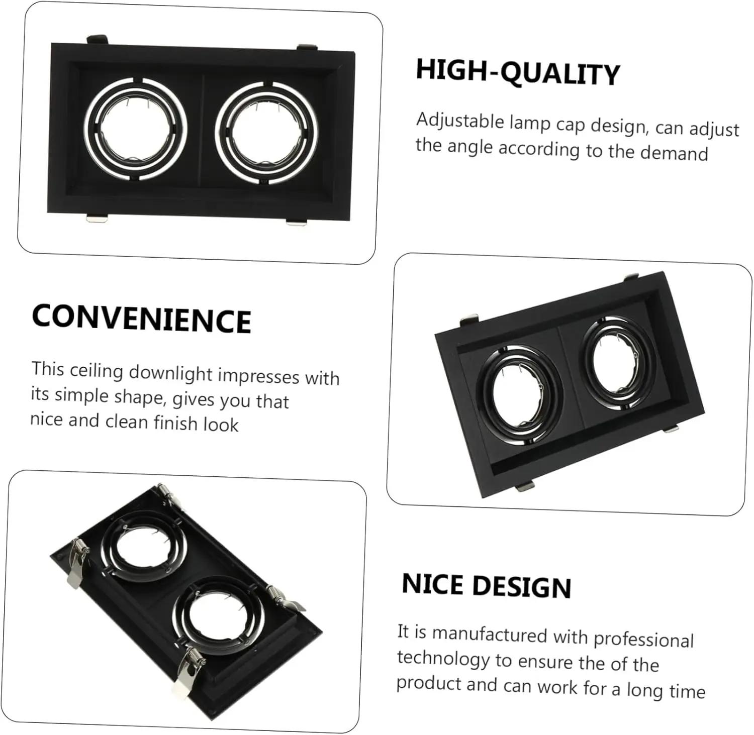 JOYINLED Double Headed Rectangular LED Recessed Lighting Ceiling Light Kit GU10 MR16 White Black LED Recessed Can Retrofit Light