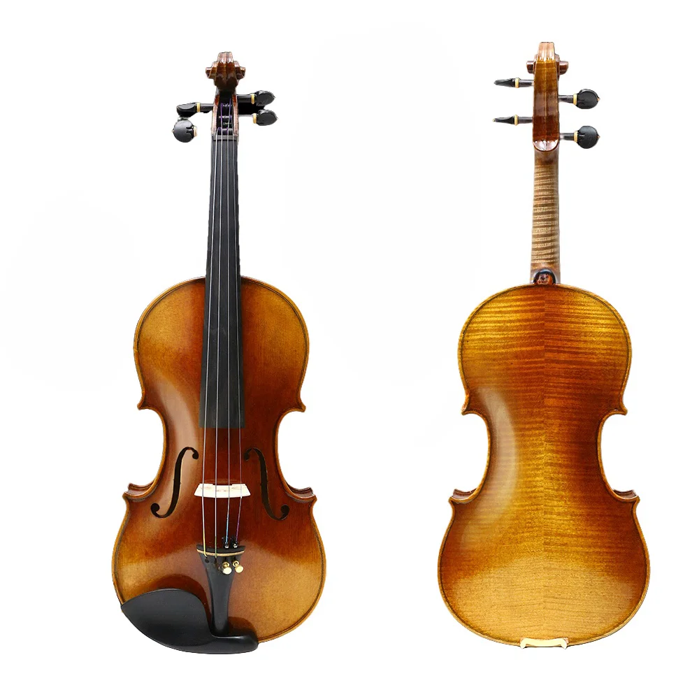 4/4 Violin Advance Handmade New Solid Flamed Maple Brazilian Wood Bow Ubbleached horsehair