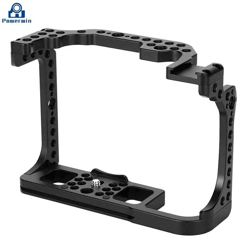 Powerwin Camera Cage For Canon EOS R with wooden Handgrid Handle Kit Aluminum Alloy Multifunctional Arri Locating Screw