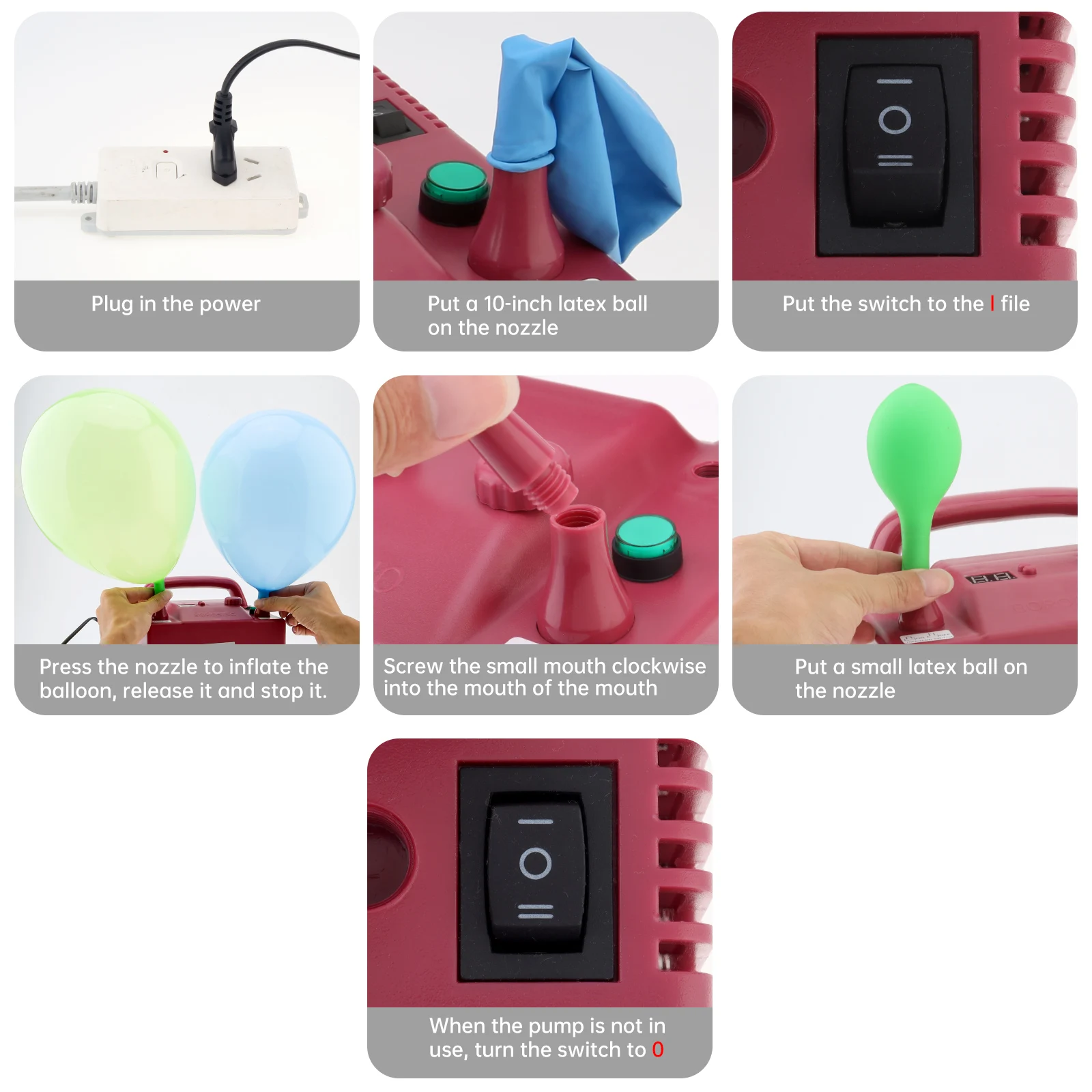 Balloon Inflator 600W/680W/800W Electric Balloon Pump Timing Quantitative  with 2 Inflation Nozzles for Festival / Party