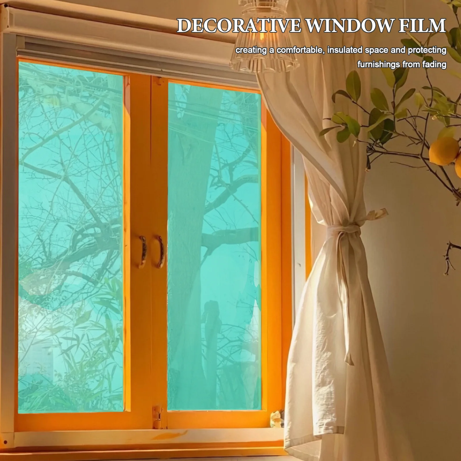 1 Roll Bidirectional Heat Control Window Film 200x30cm Privacy Cling Static Decorative Sunlight Blocking Non-Adhesive Glass Film